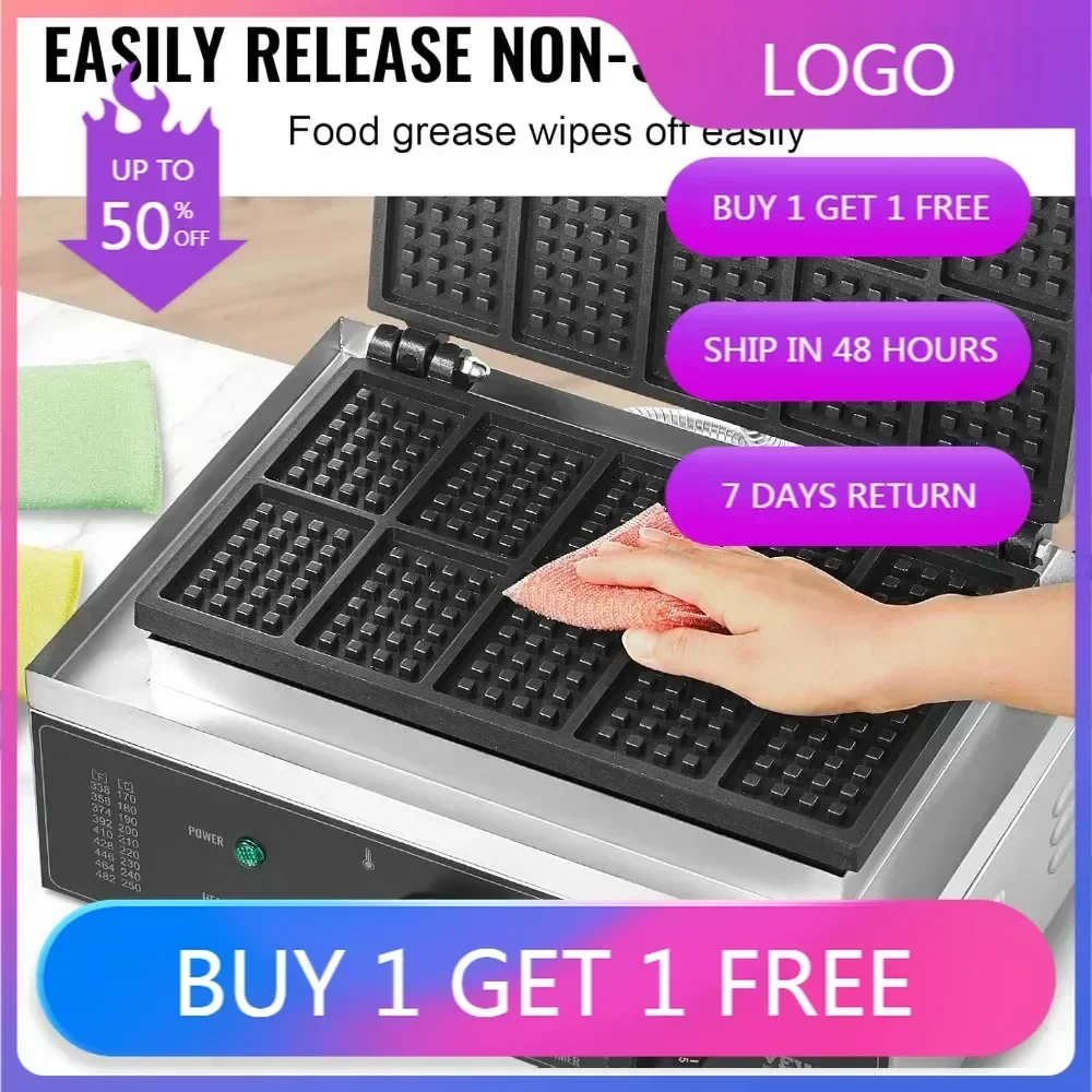 Waffle Iron Belgian - BestsellerVEVOR Premium Waffle Maker, 10-Piece Rectangular