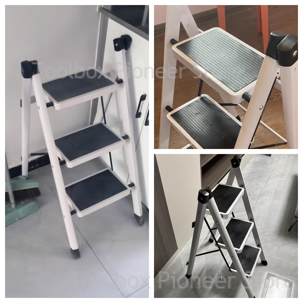 Kitchen Appliances In White - 3-Step Foldable Ladder Chair White Carbon
