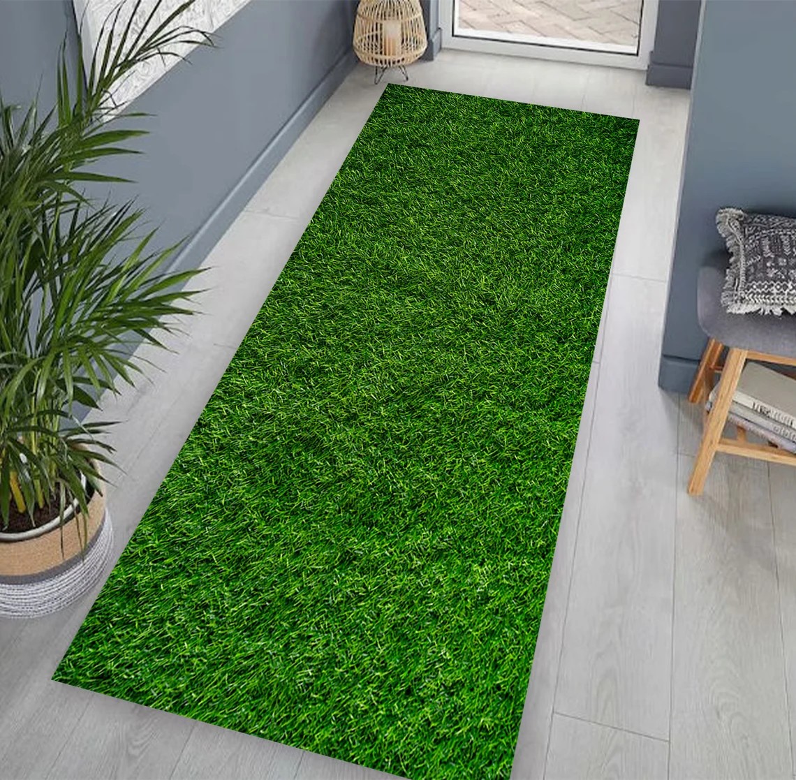 3D Green Grass Runner Rug Non- - Kitchen Appliances Green reseña y precio