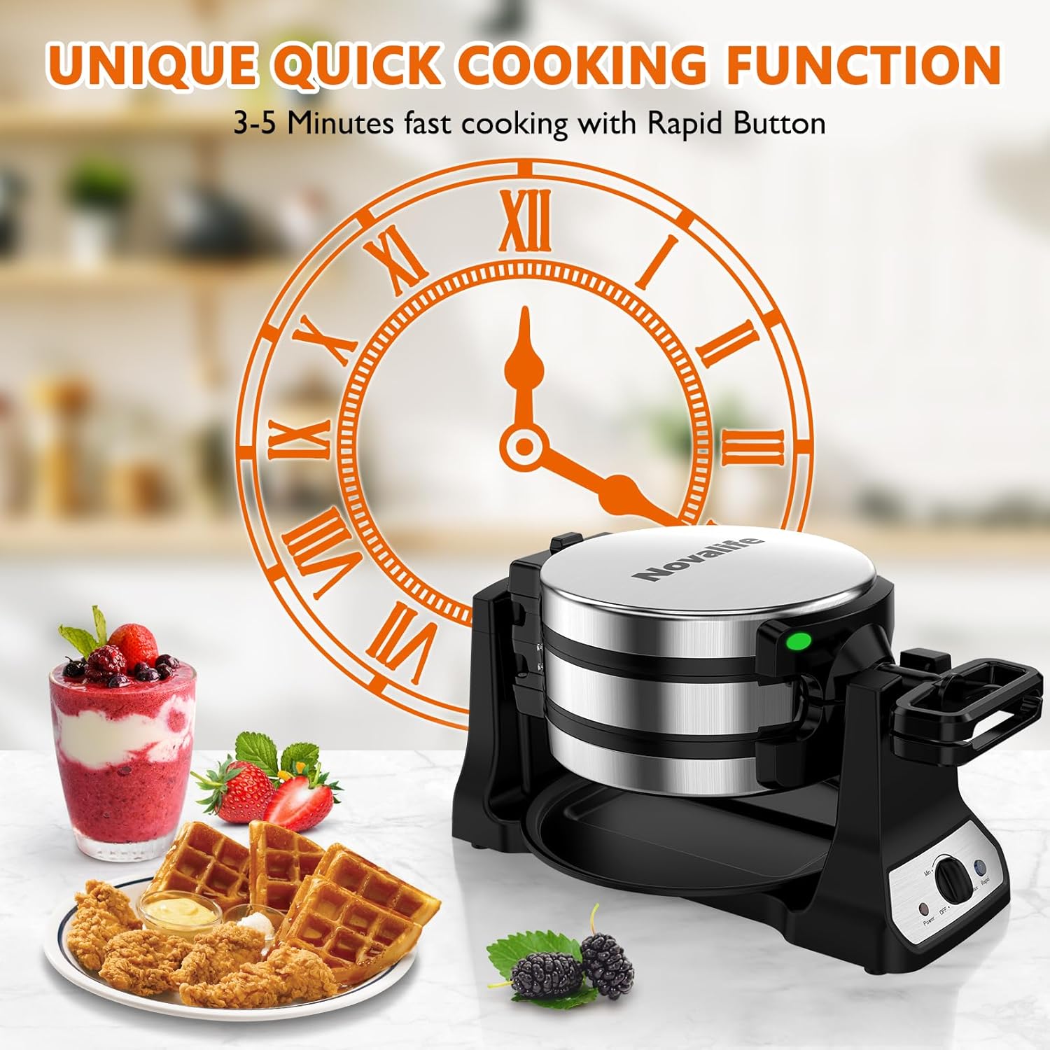 1400W Double Belgian Waffle Ma - Waffle Iron Belgian reseña y precio