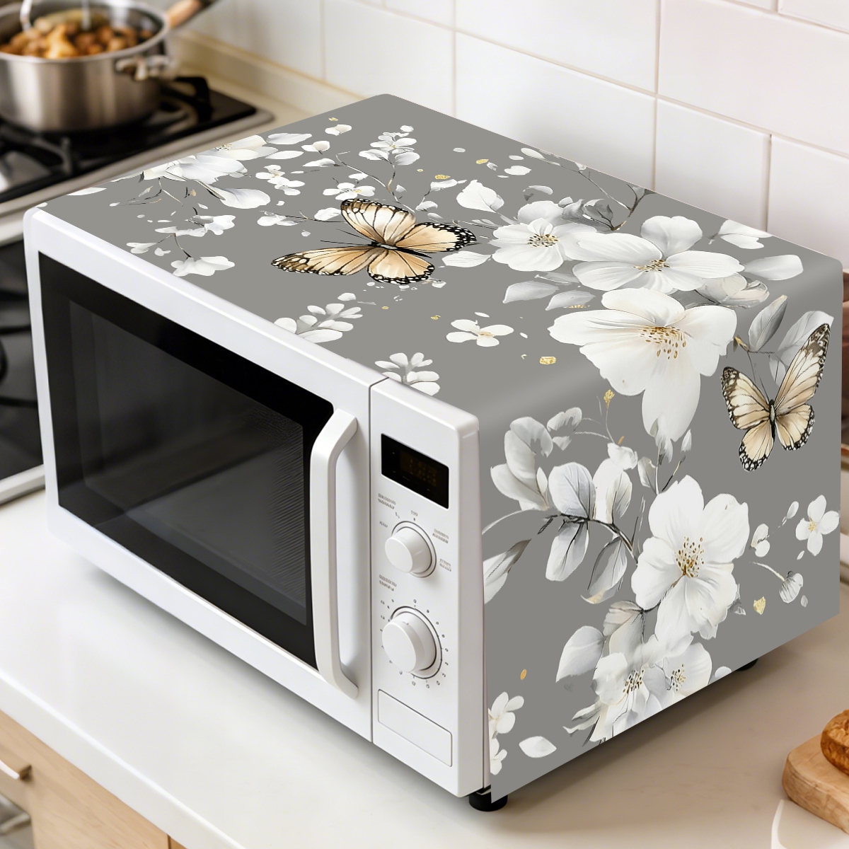 1pc  White Flower Microwave Du - Kitchen Appliances In White reseña y precio