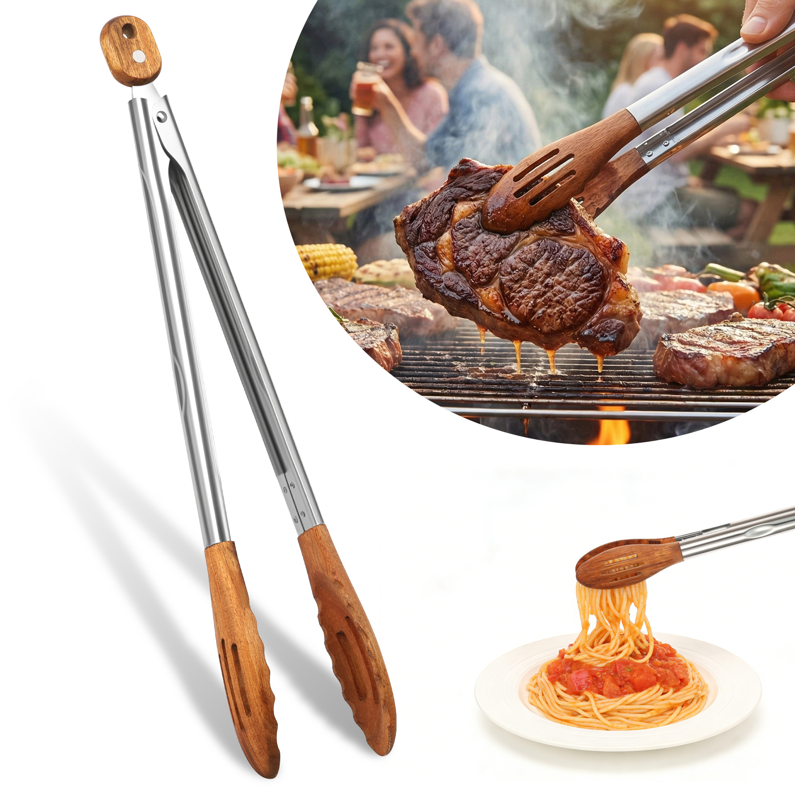 Wooden Kitchen Cooking Tongs B - Kitchen Appliances For Cooking reseña y precio