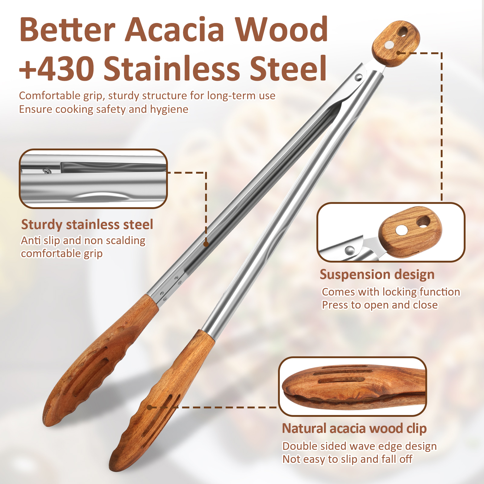 Wooden Kitchen Cooking Tongs B - Kitchen Appliances For Cooking reseña y precio