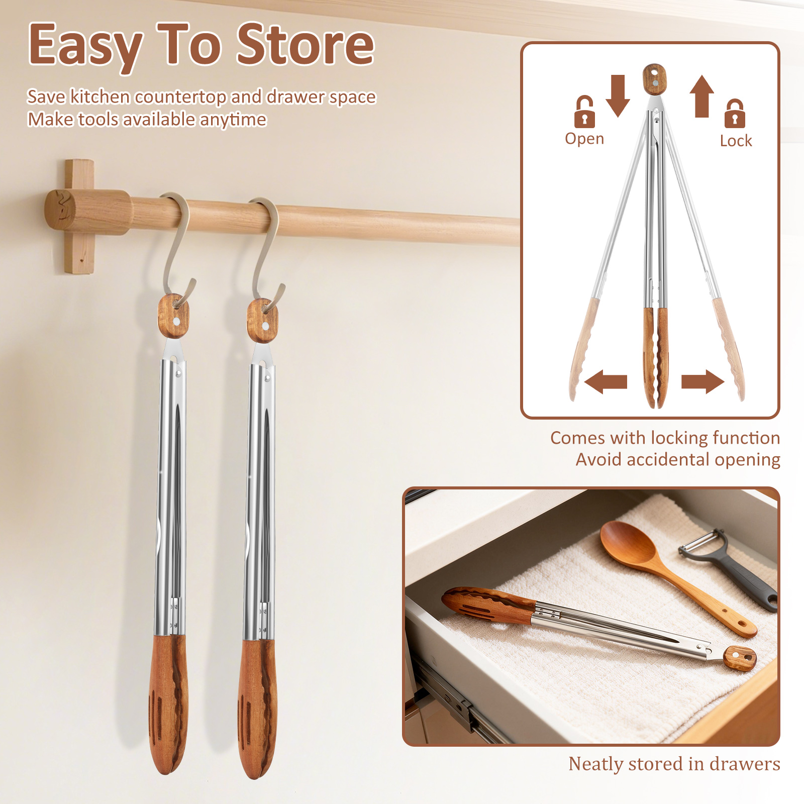Wooden Kitchen Cooking Tongs B - Kitchen Appliances For Cooking reseña y precio