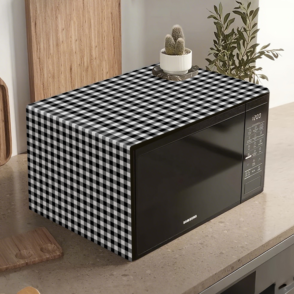 Black White Plaid Microwave Ov - Kitchen Appliances In White reseña y precio