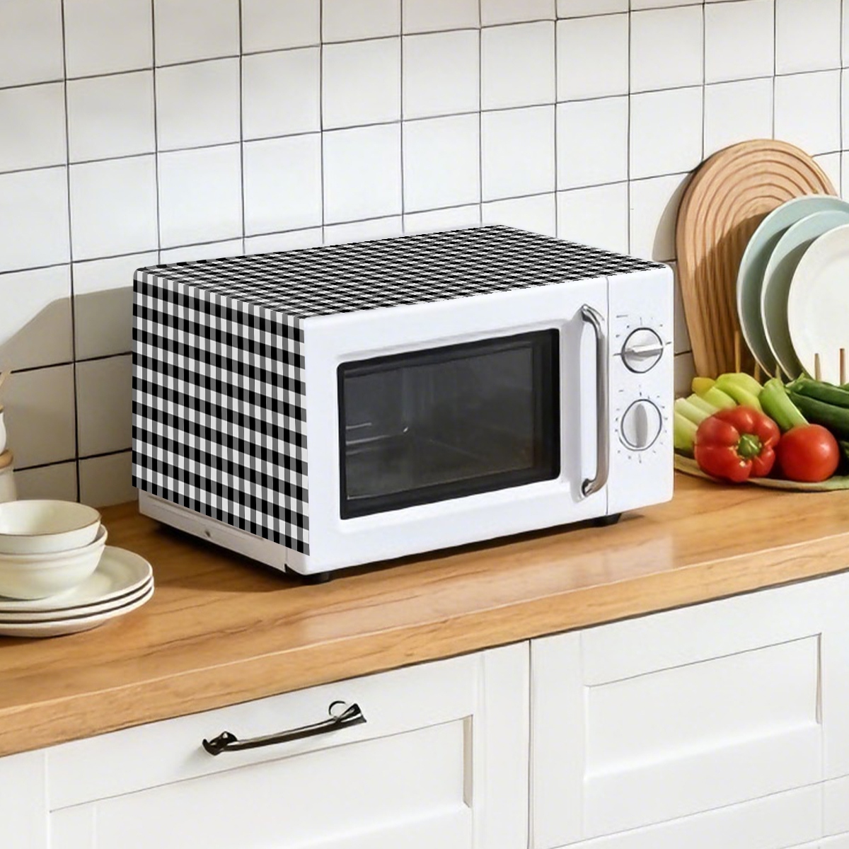 Black White Plaid Microwave Ov - Kitchen Appliances In White reseña y precio