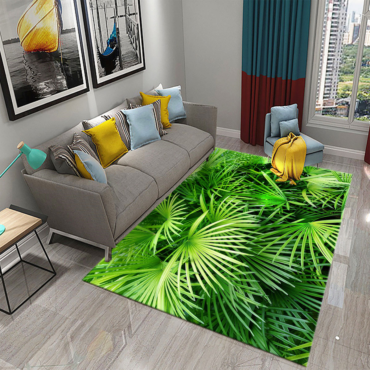 3D Palm Leaf Carpet Green Trop - Kitchen Appliances Green reseña y precio