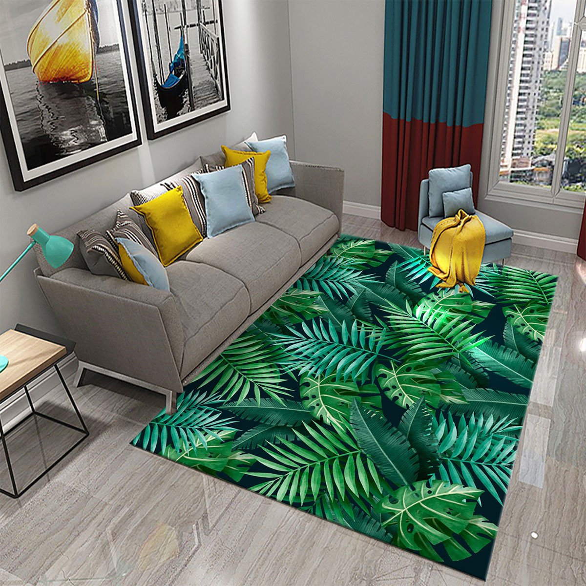 3D Palm Leaf Carpet Green Trop - Kitchen Appliances Green reseña y precio