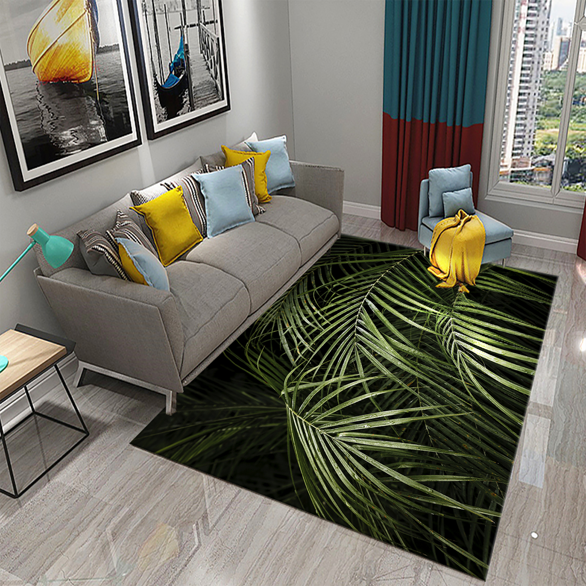 3D Palm Leaf Carpet Green Trop - Kitchen Appliances Green reseña y precio